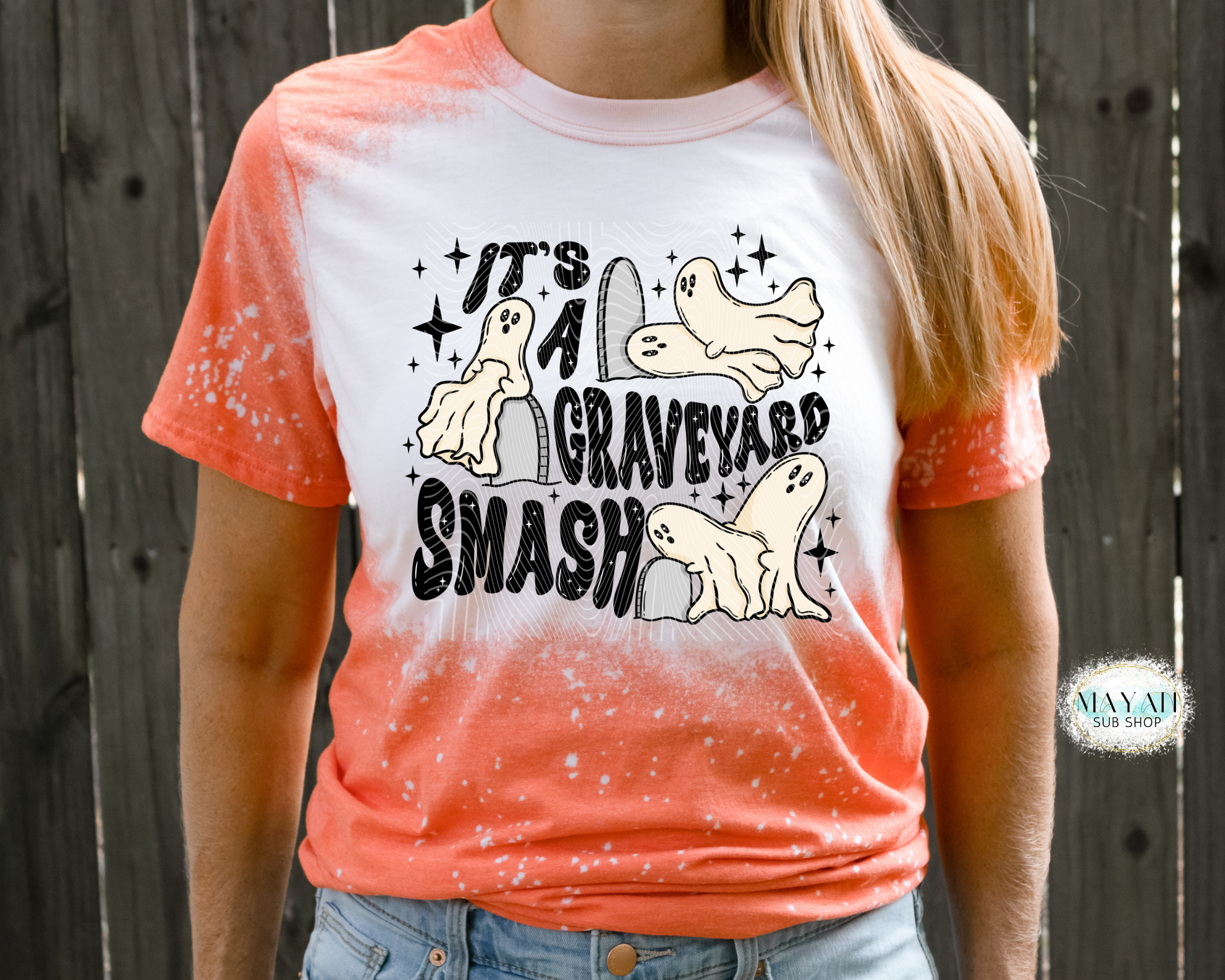 Graveyard smash heather orange bleached tee. -Mayan Sub Shop