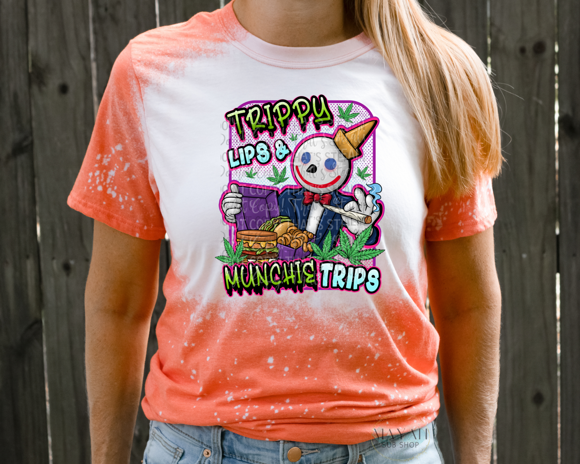 Trippy Lips Munchy Trips Bleached Tee - Mayan Sub Shop