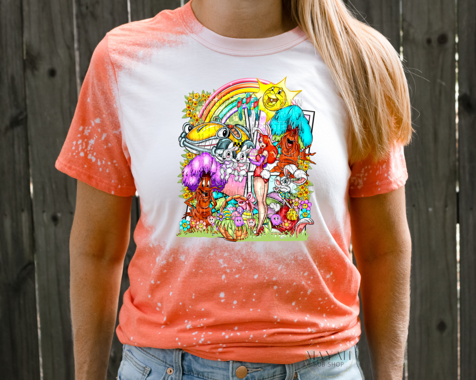 Easter Toon Bleached Tee - Mayan Sub Shop