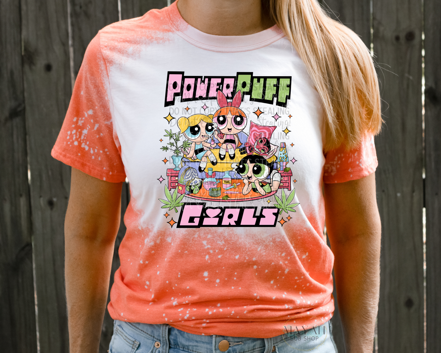 Puff Girls Bleached Tee - Mayan Sub Shop