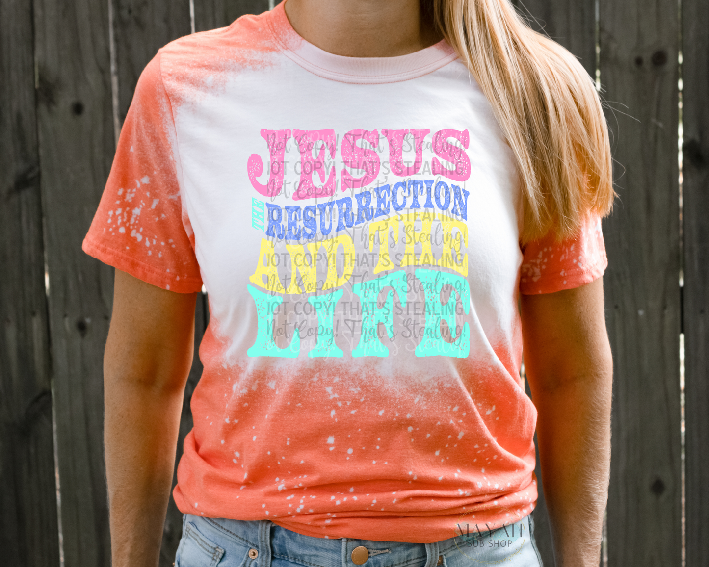 Jesus Resurrection Life Bleached Tee - Mayan Sub Shop