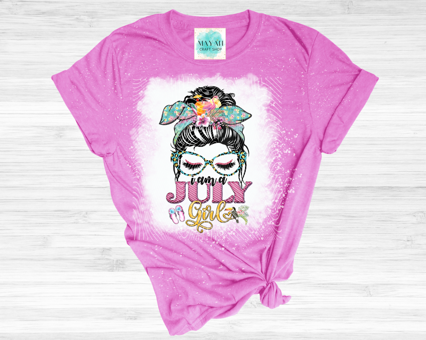 July girl heather orchid bleached shirt.