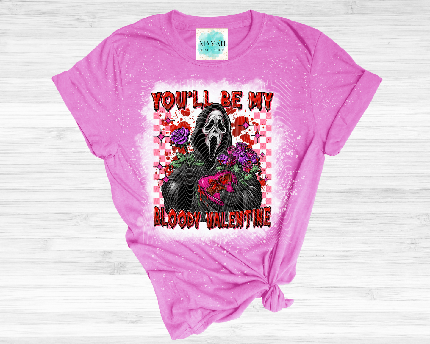 My bloody Valentine heather orchid bleached shirt. -Mayan Craft Shop