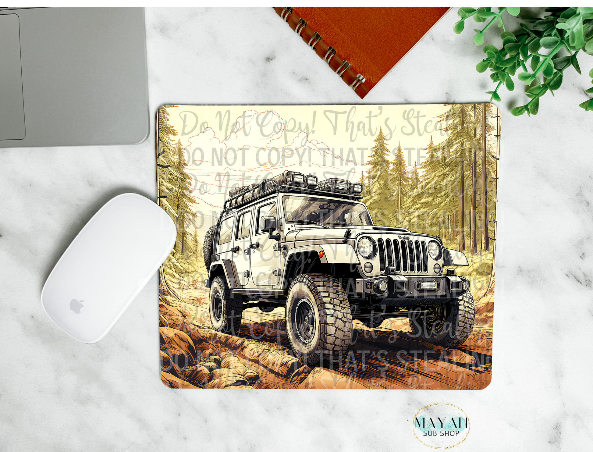 Outdoor vehicle mouse pad. -Mayan Sub Shop