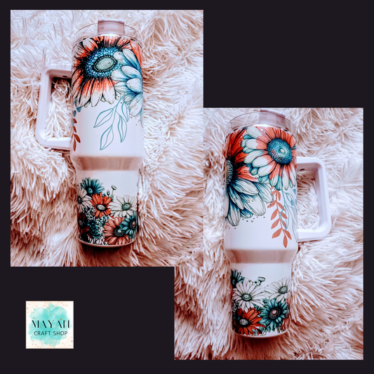 Patriotic Daisy Flowers 40 OZ. Tumbler