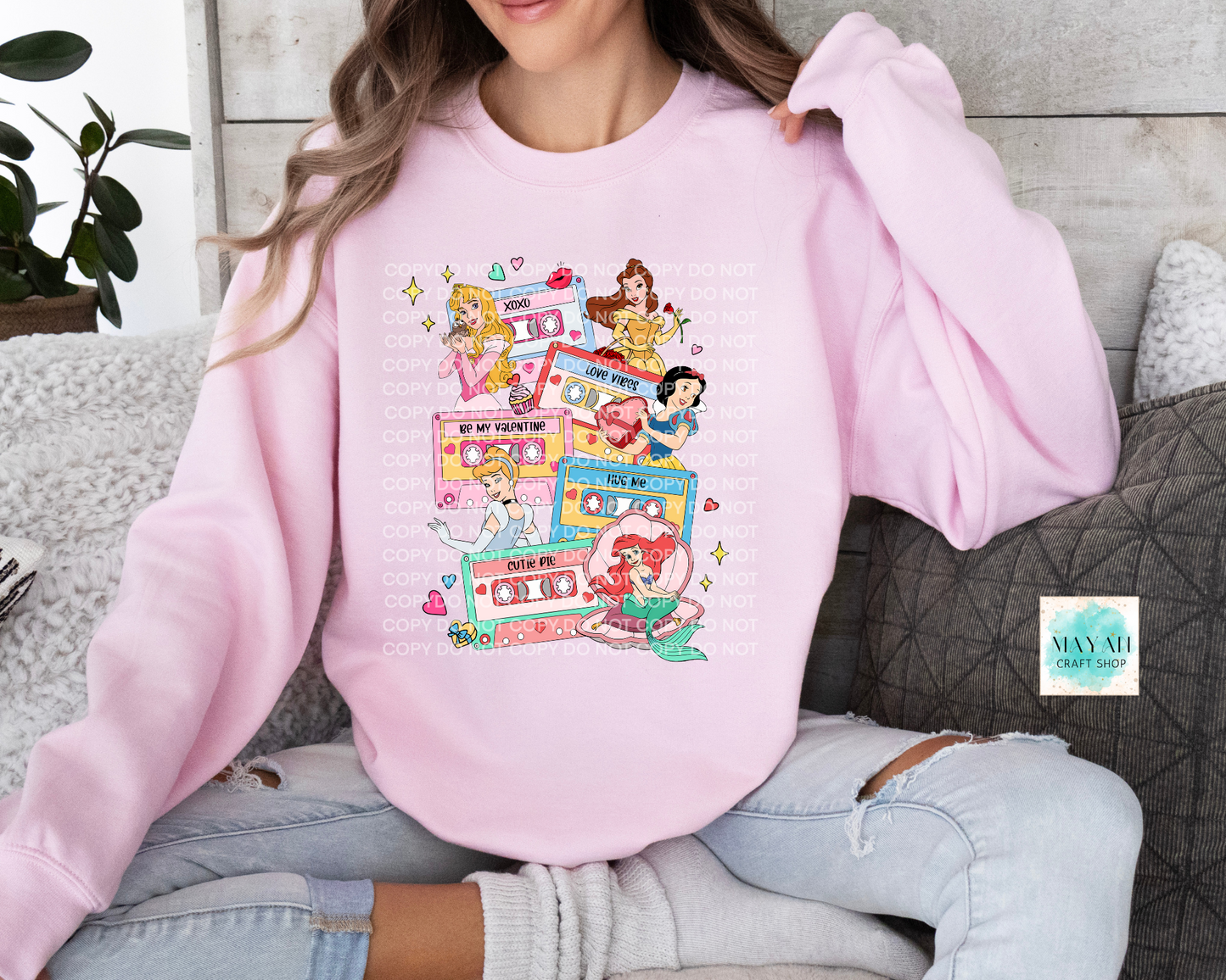 Love mixtape princess pink sweatshirt. -Mayan Craft Shop