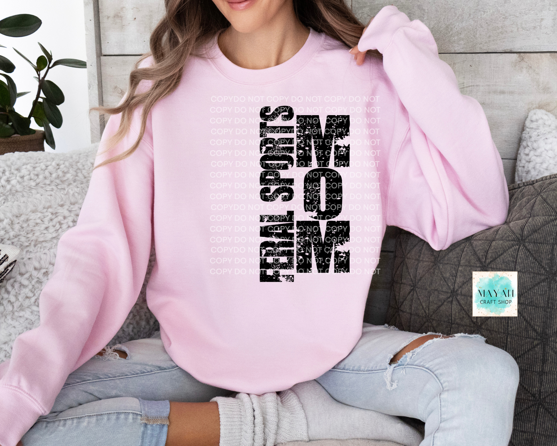 Feral sports mom light pink sweatshirt. -Mayan Craft Shop