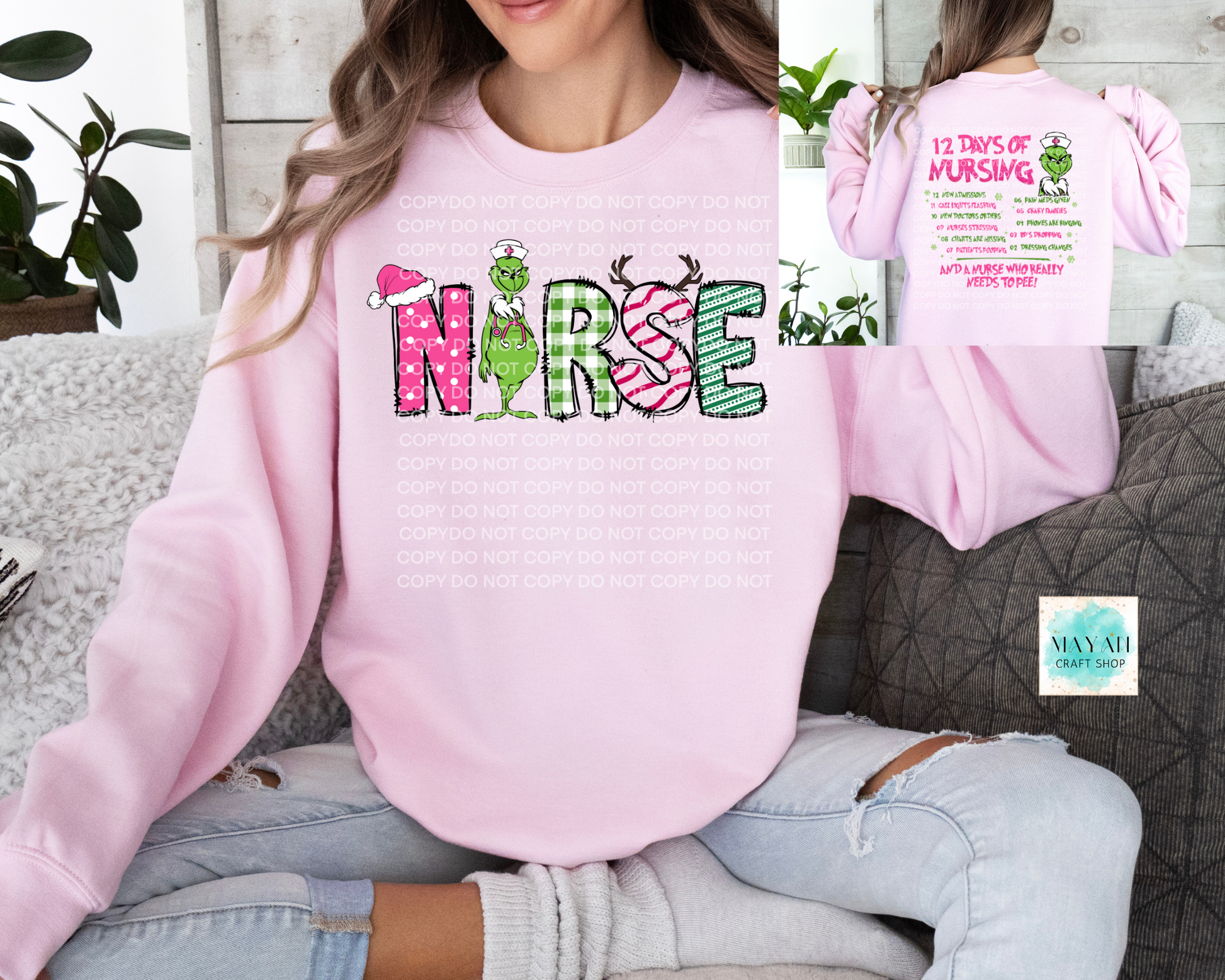 12 days of nursing pink sweatshirt. -Mayan Craft Shop