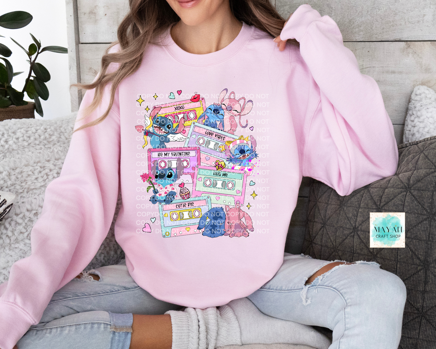 Love mixtape alien pink sweatshirt. -Mayan Craft Shop