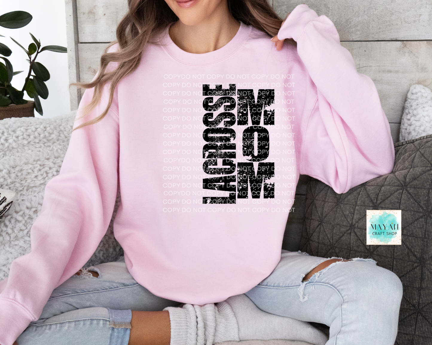 Lacrosse mom light pink sweatshirt. -Mayan Craft Shop