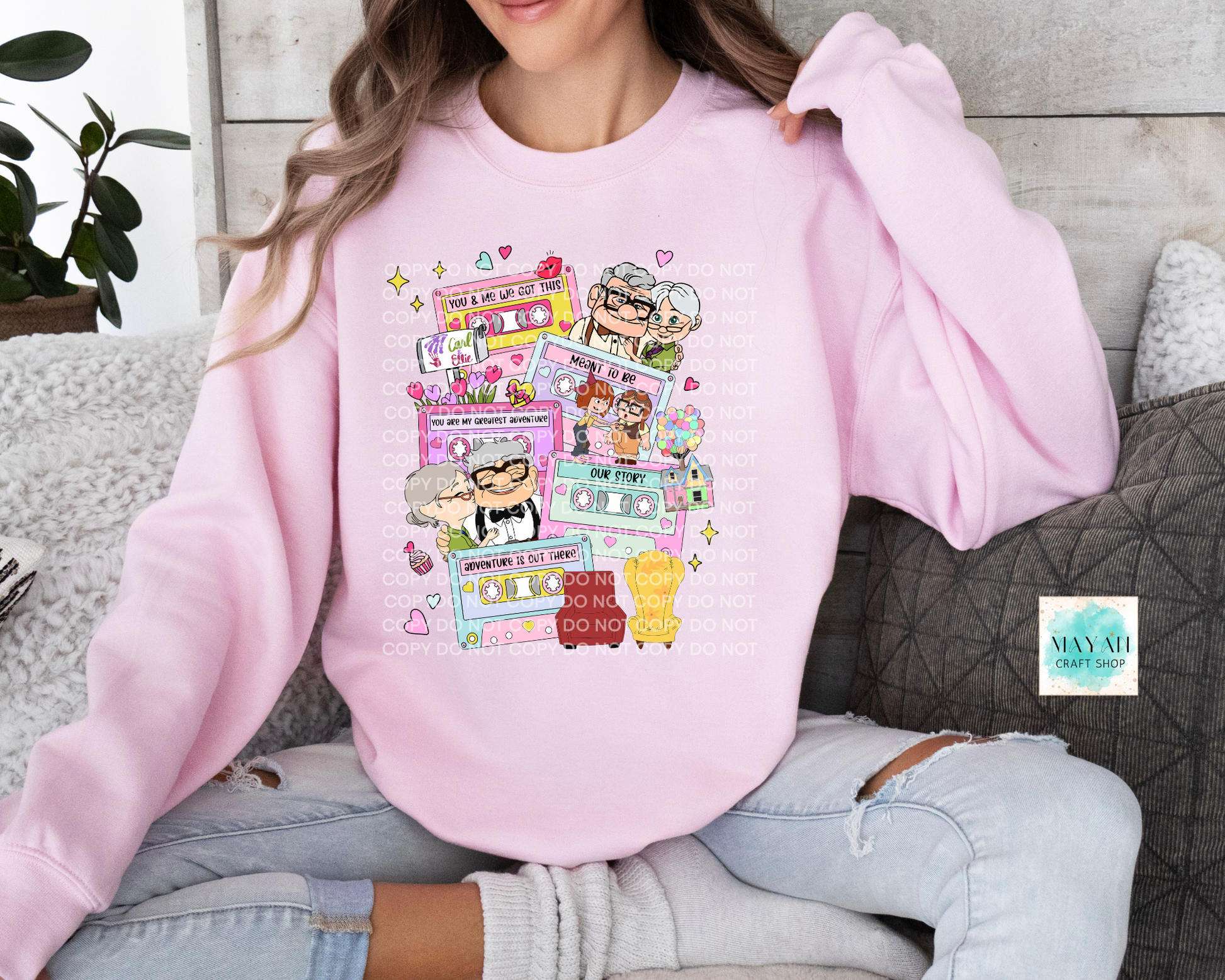 Love mixtape couple pink sweatshirt. -Mayan Craft Shop