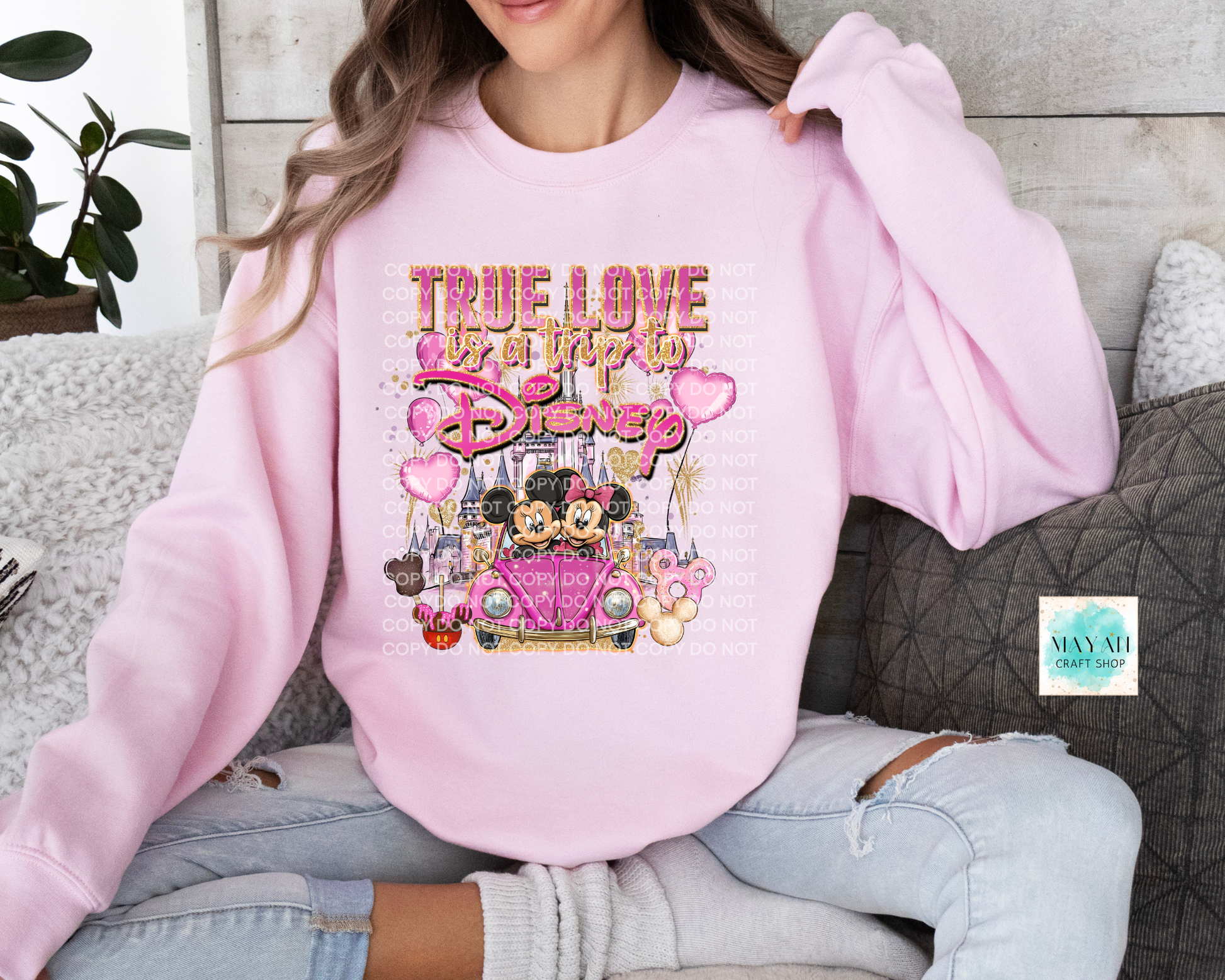 True love trip pink sweatshirt. -Mayan Craft Shop