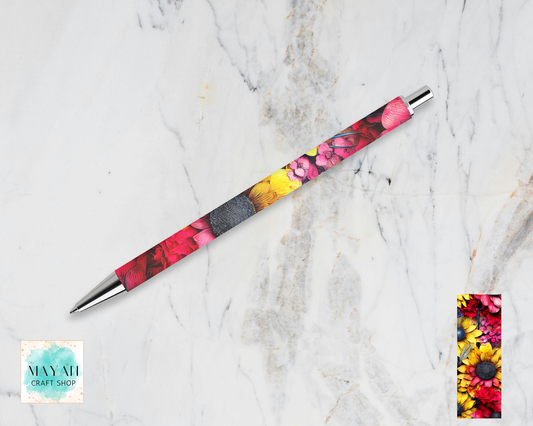 Pink sunflowers pen.