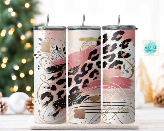 pink gold leopard tumbler.
