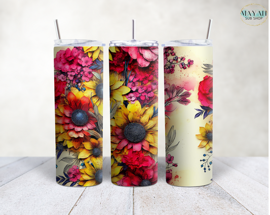 Pink Sunflowers 20 OZ. Skinny Tumbler - Mayan Sub Shop