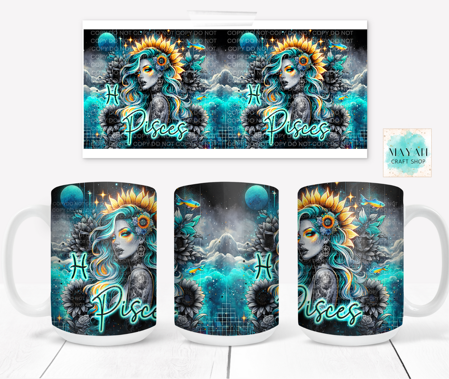 Pisces coffee mug. -Mayan Craft Shop