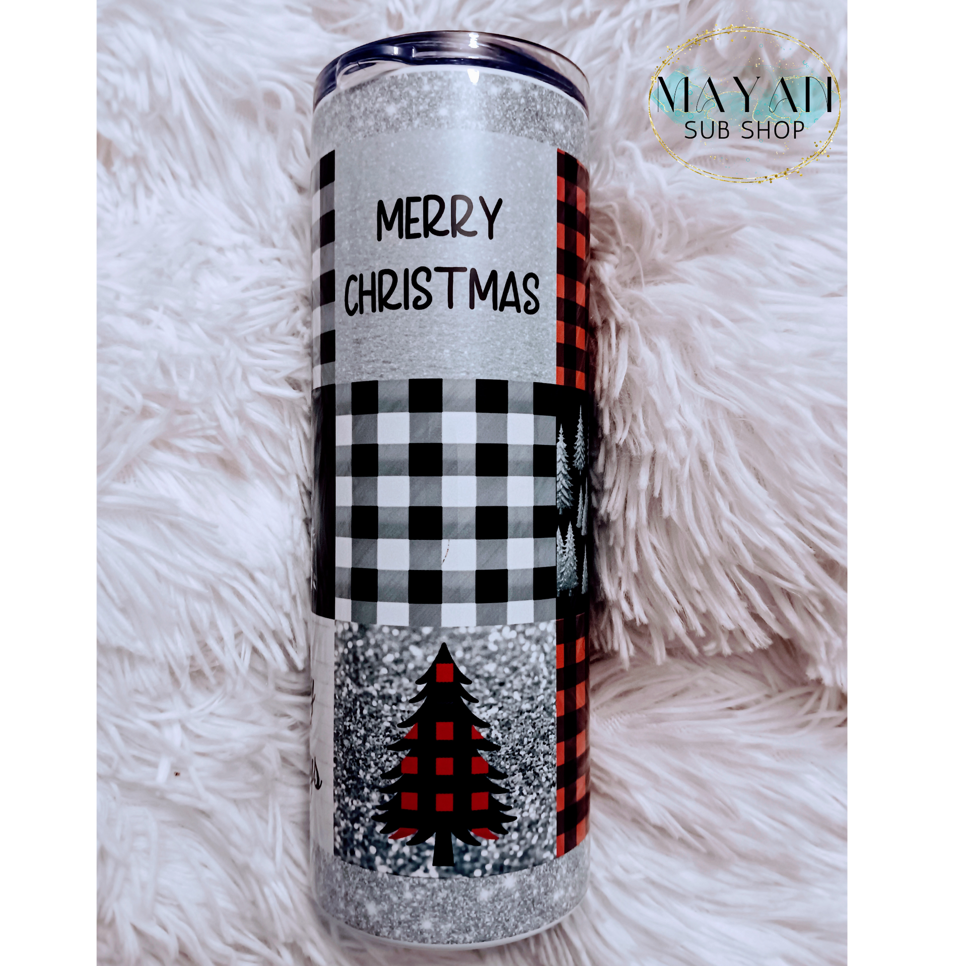 Plaid Christmas Trees 20 oz. Skinny Tumbler - Mayan Sub Shop