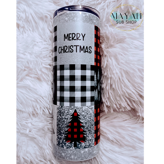 Plaid Christmas Trees 20 oz. Skinny Tumbler - Mayan Sub Shop