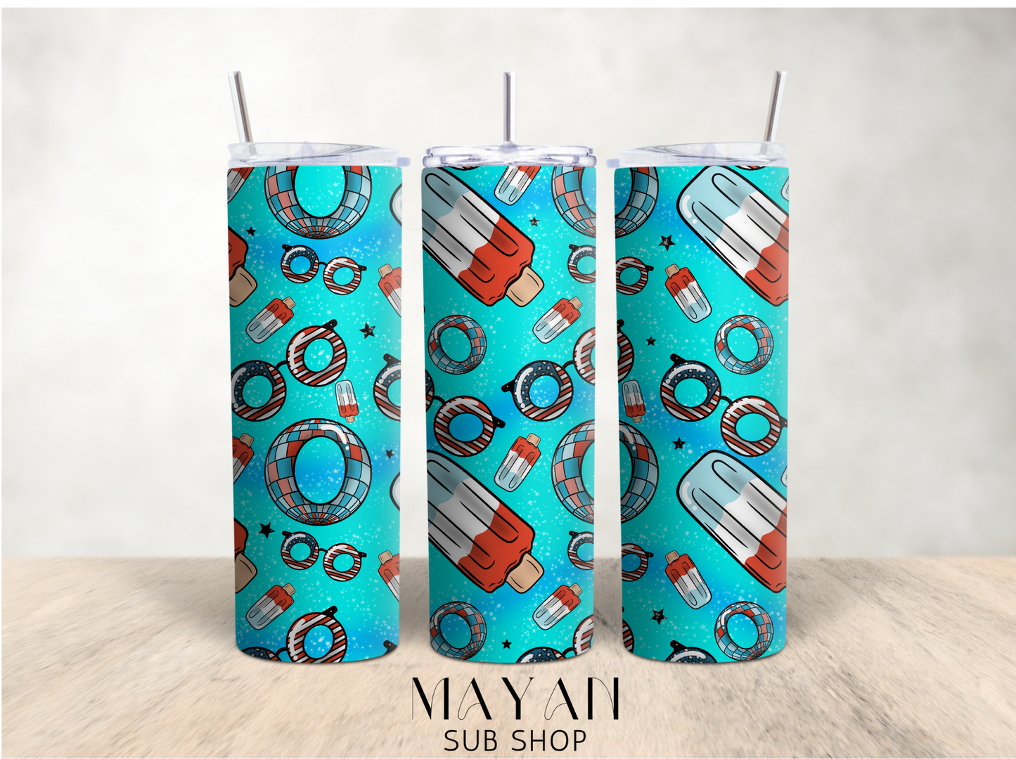 Popsicles and floats 20 oz. skinny tumbler - Mayan Sub Shop