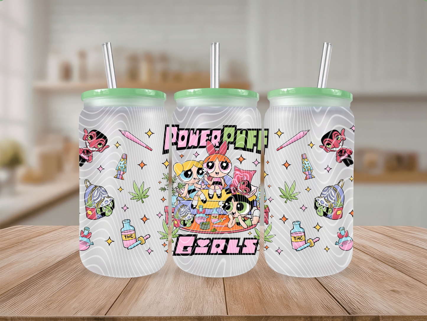 Puff Girls Frosted Glass Can - Mayan Craft Shop