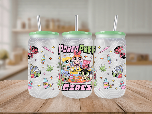 Puff Girls Frosted Glass Can - Mayan Craft Shop
