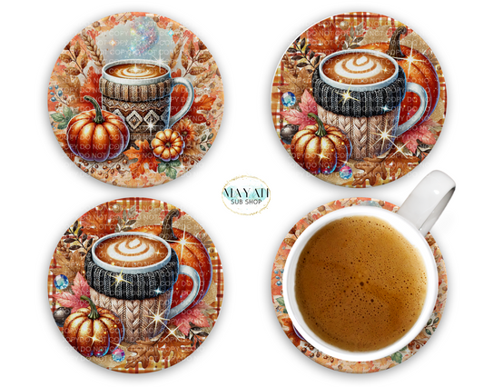 Pumpkin spice coasters. -Mayan Sub Shop