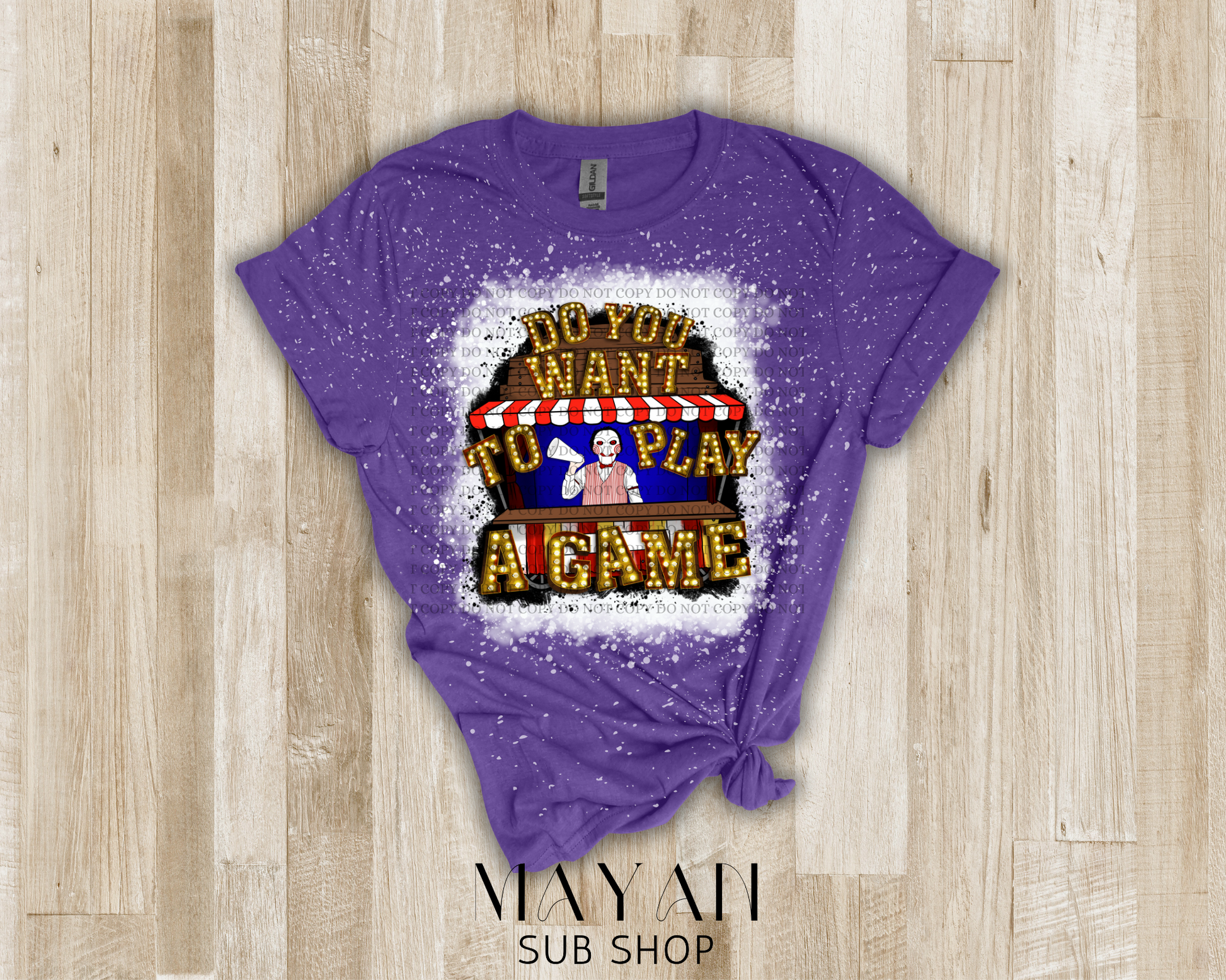 Play a game bleached shirt - Mayan Sub Shop