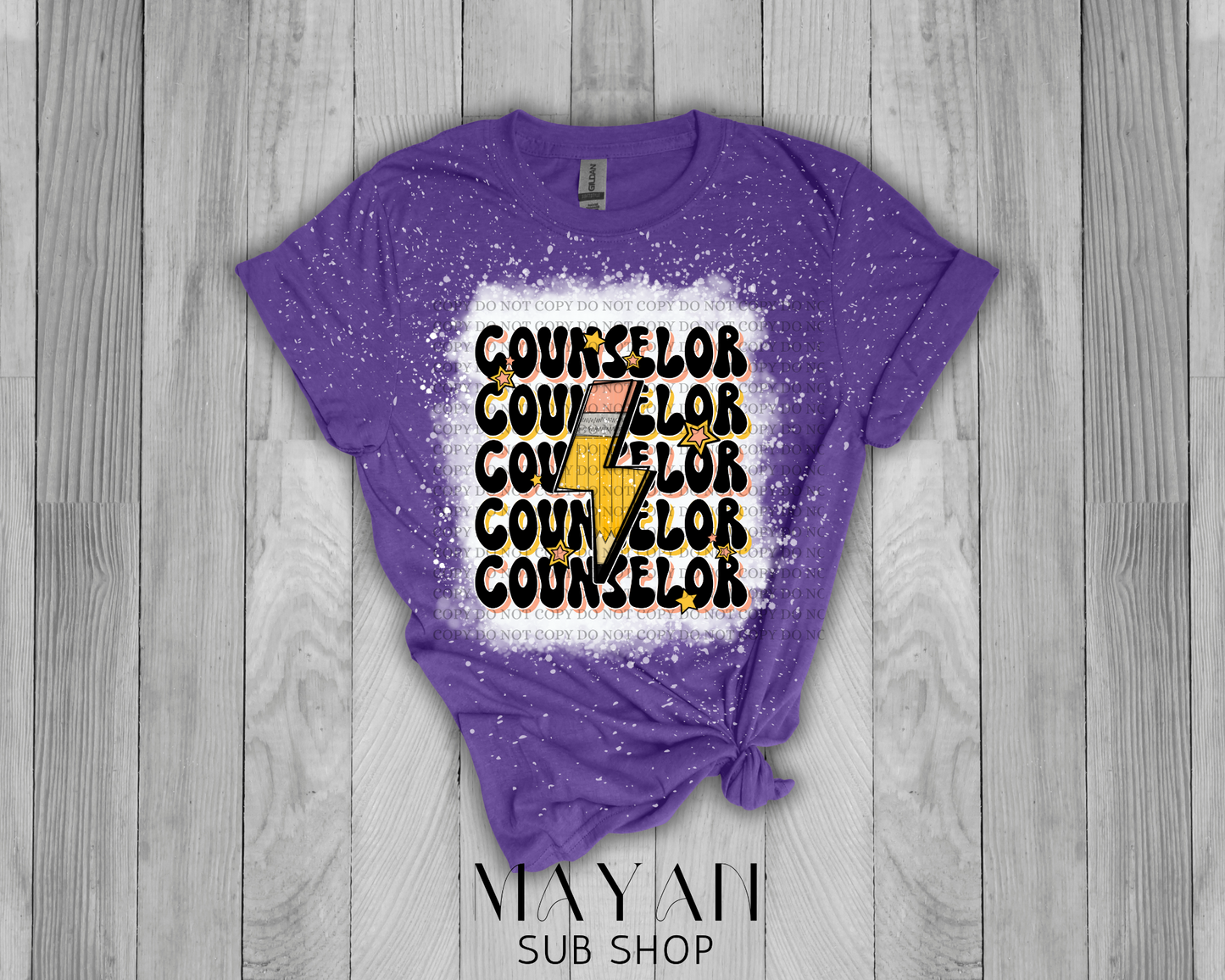 Counselor Stacked Retro Bleached Shirt - Mayan Sub Shop