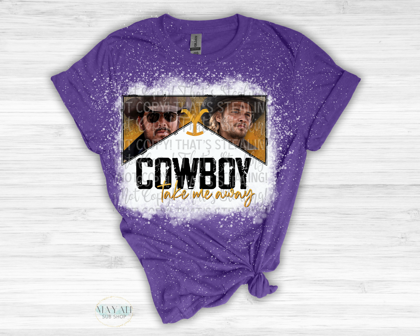 Cowboy Take Me Away Bleached Shirt - Mayan Sub Shop