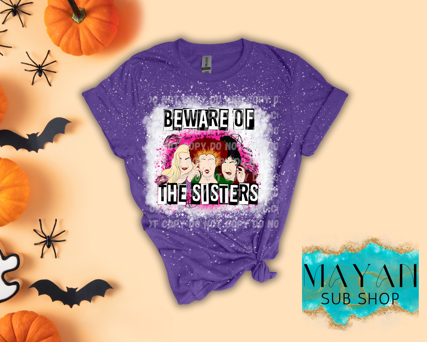 Beware Of The Sisters Bleached Shirt - Mayan Sub Shop