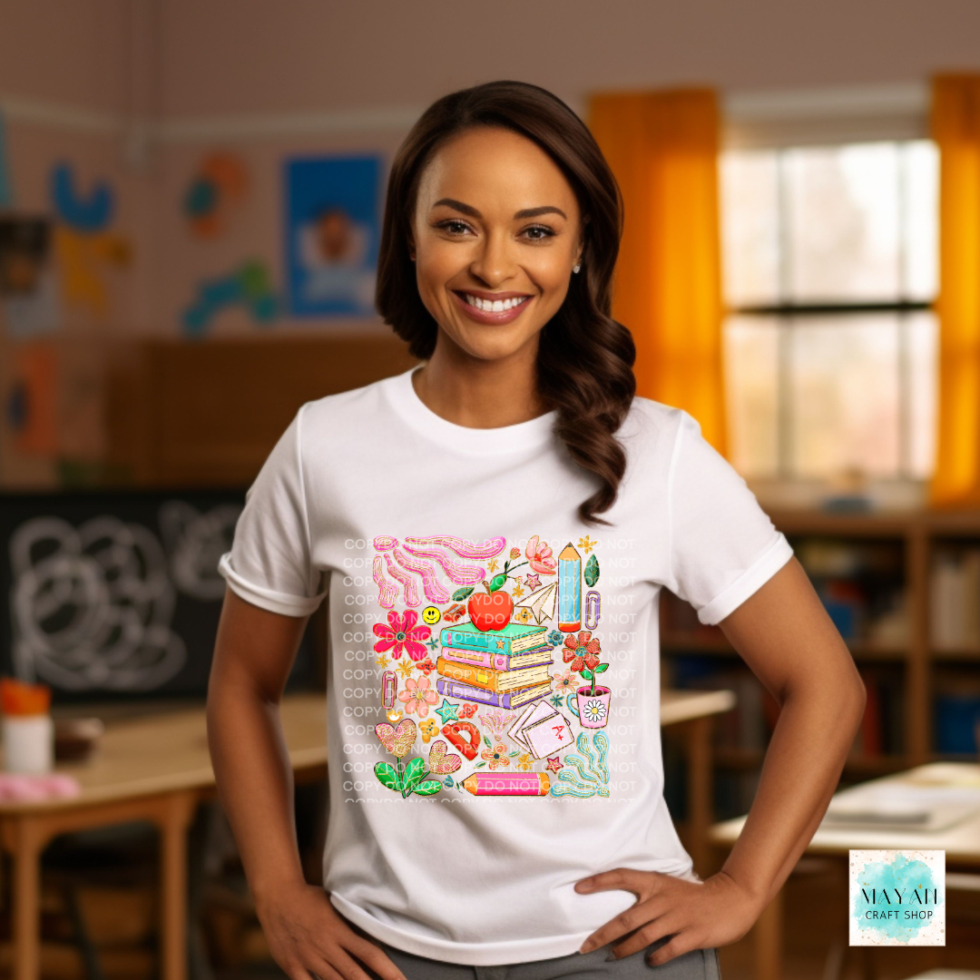 Educator mash up white shirt. -Mayan Craft Shop