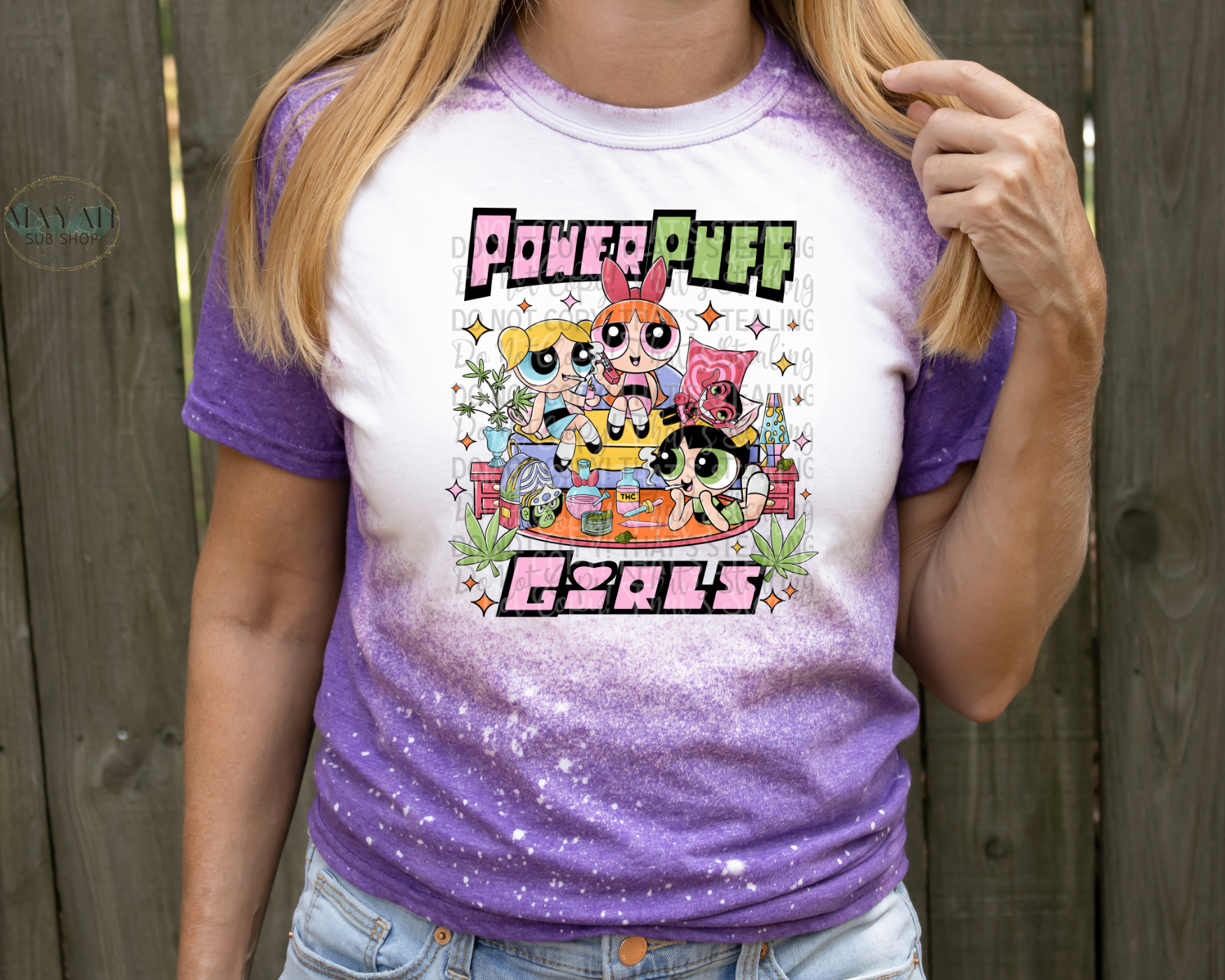 Puff Girls Bleached Tee - Mayan Sub Shop