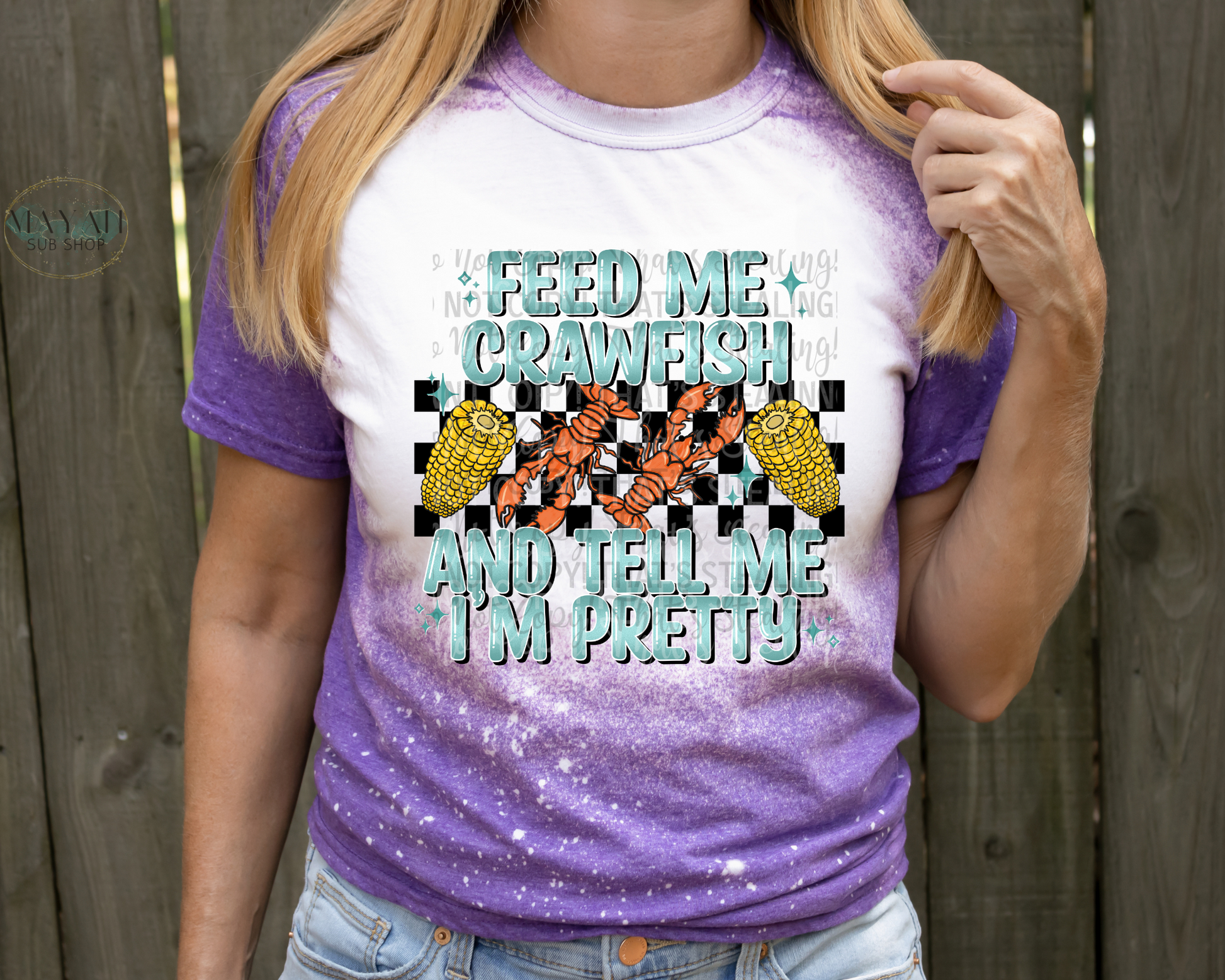 Feed Me Crawfish Bleached Tee - Mayan Sub Shop