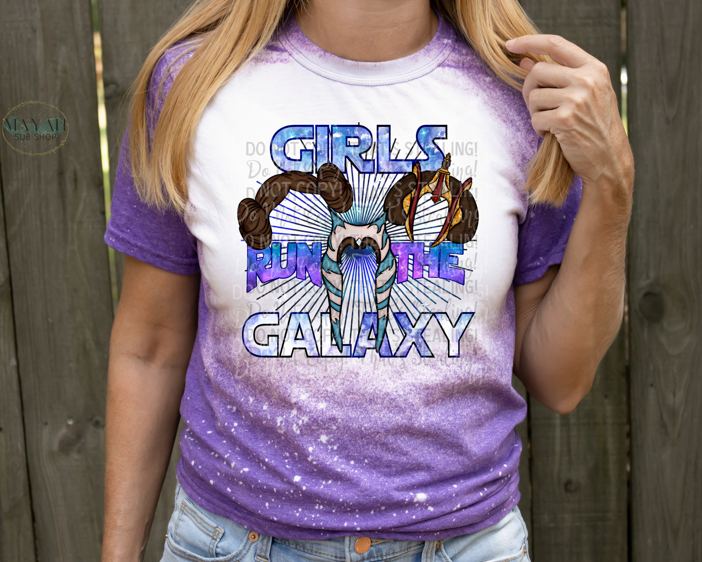 Girls Run The Galaxy Bleached Tee - Mayan Sub Shop