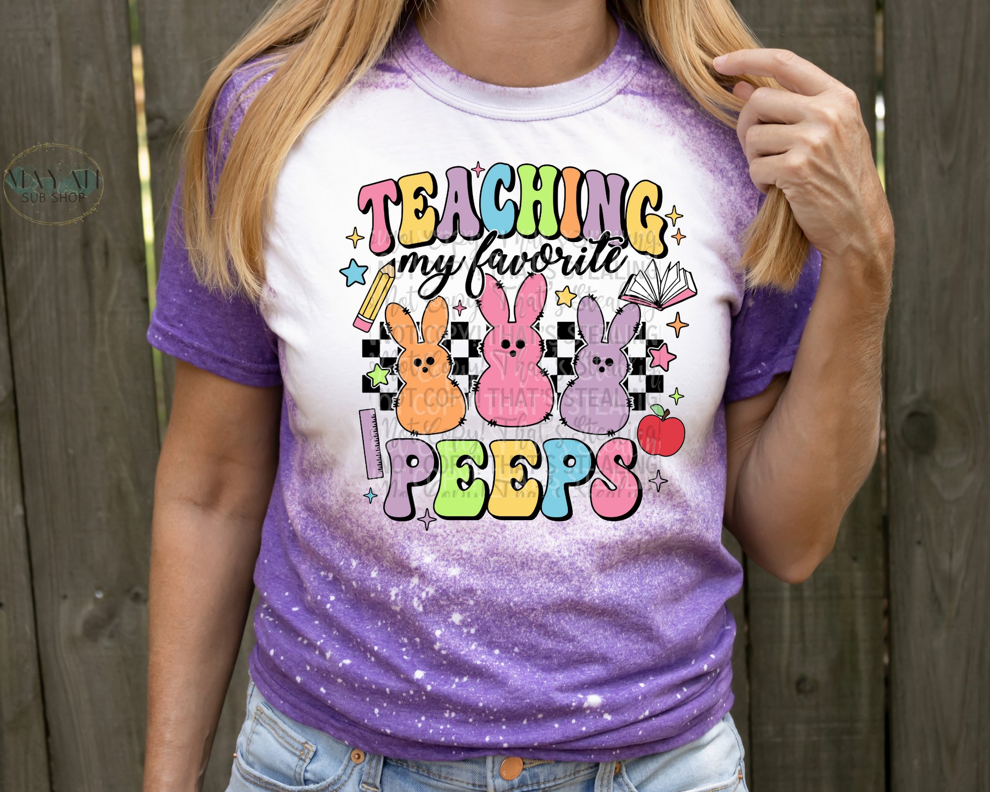 Teaching peeps bleached tee. -Mayan Sub Shop