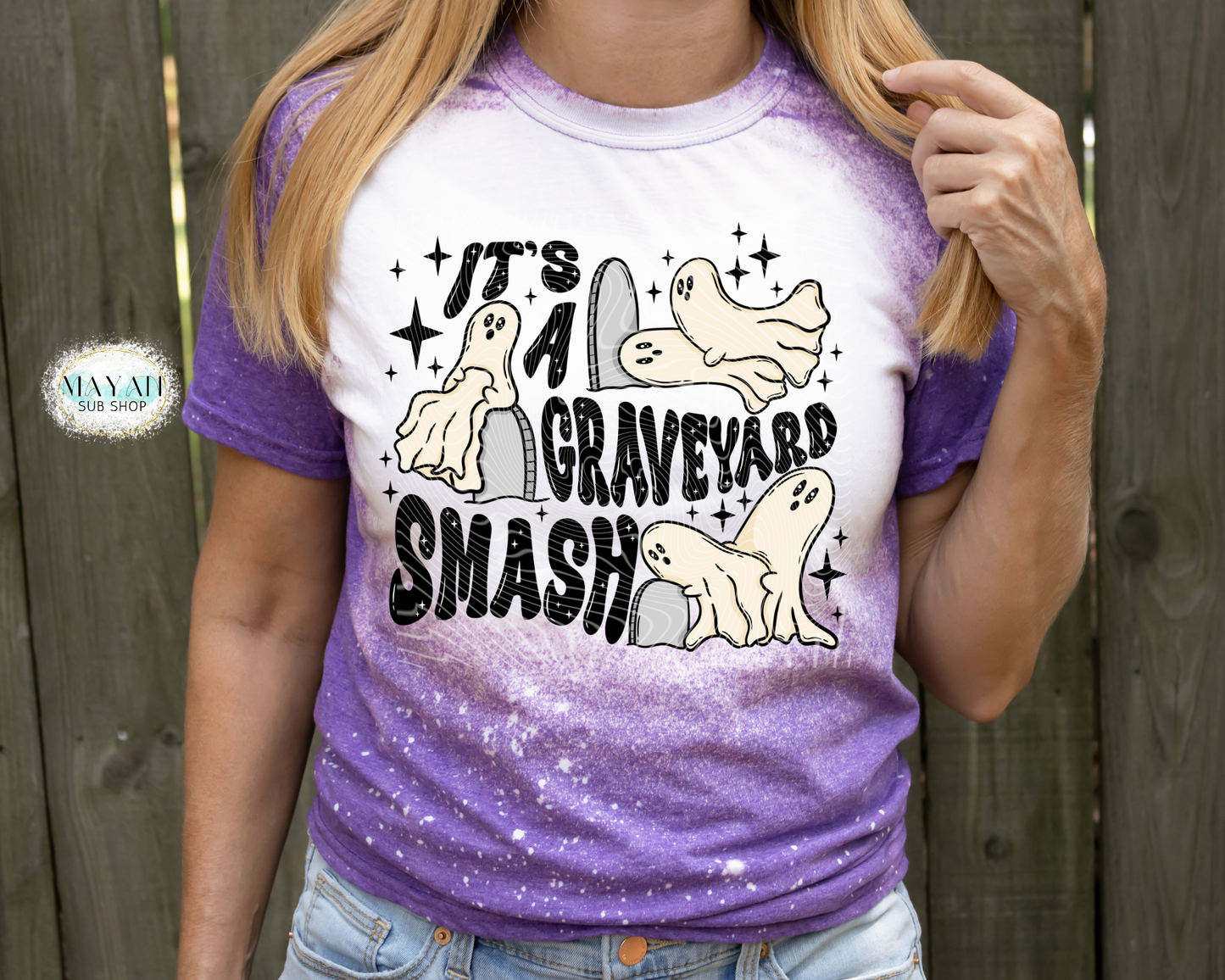 Graveyard smash heather purple bleached tee. -Mayan Sub Shop