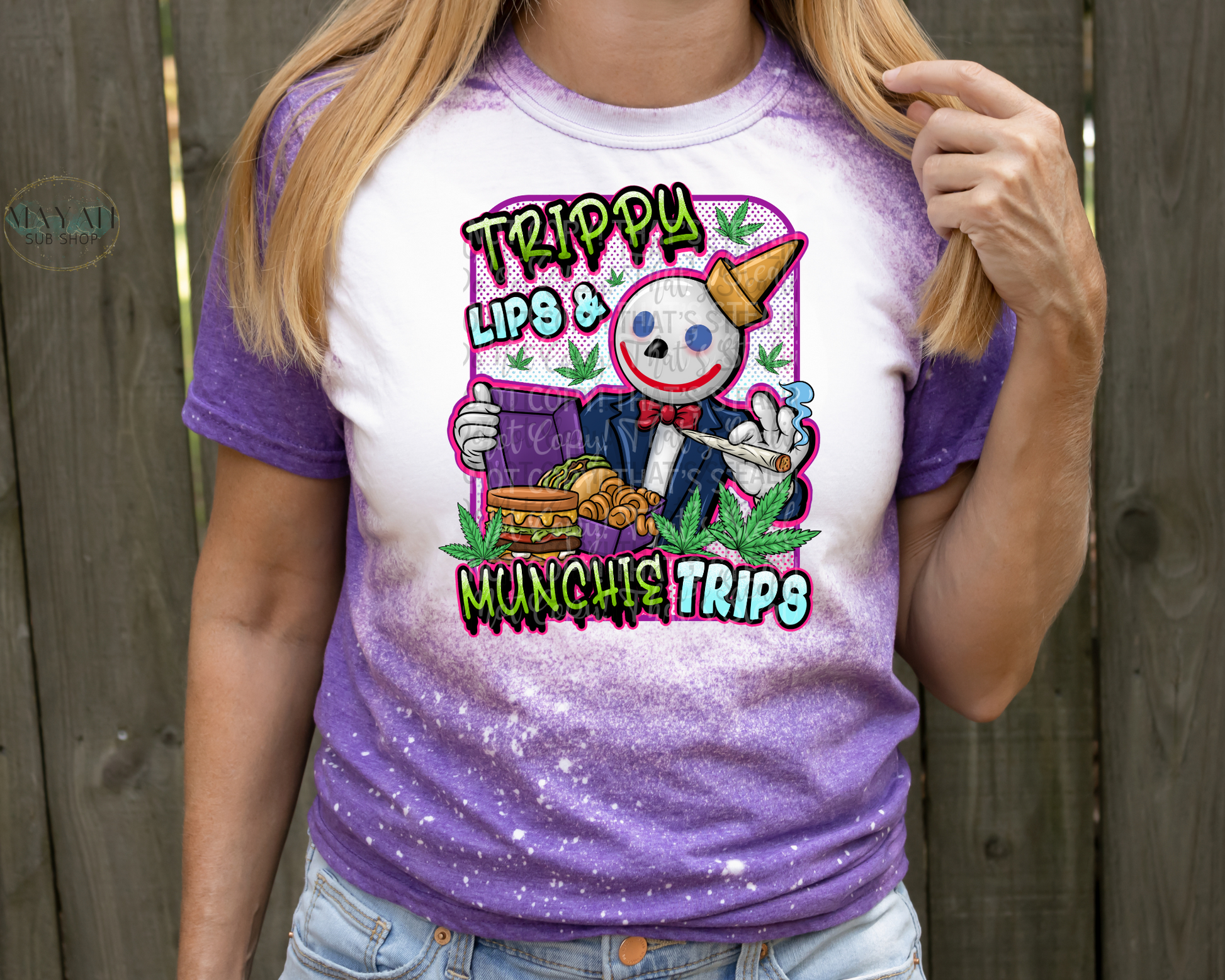 Trippy Lips Munchy Trips Bleached Tee - Mayan Sub Shop