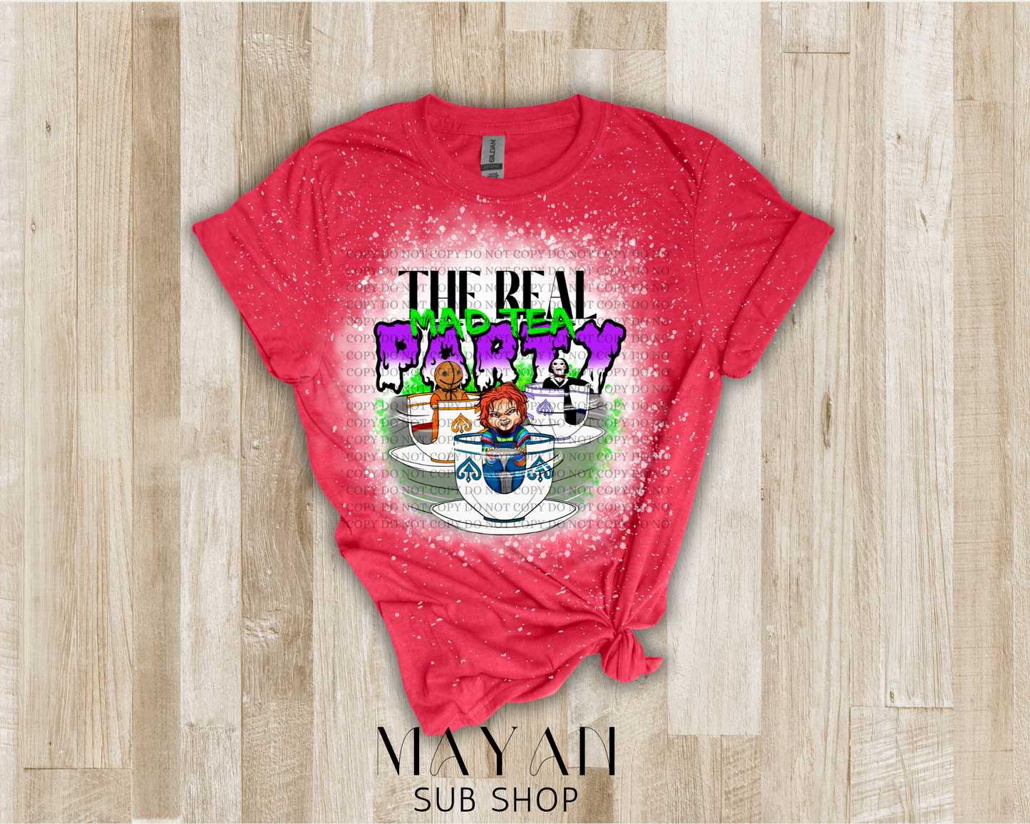 The real mad tea party bleached shirt - Mayan Sub Shop