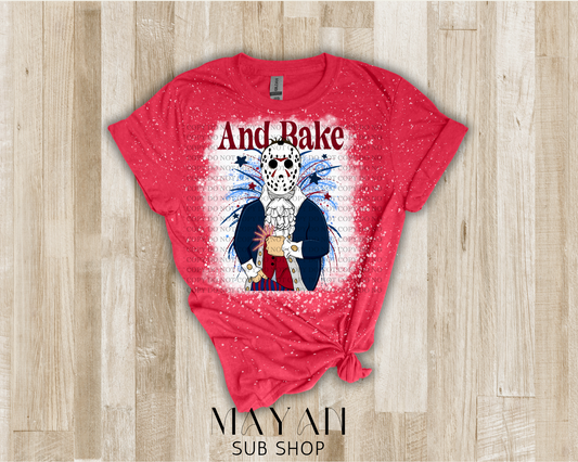 4th of July Bake Jason bleached shirt in heather red.