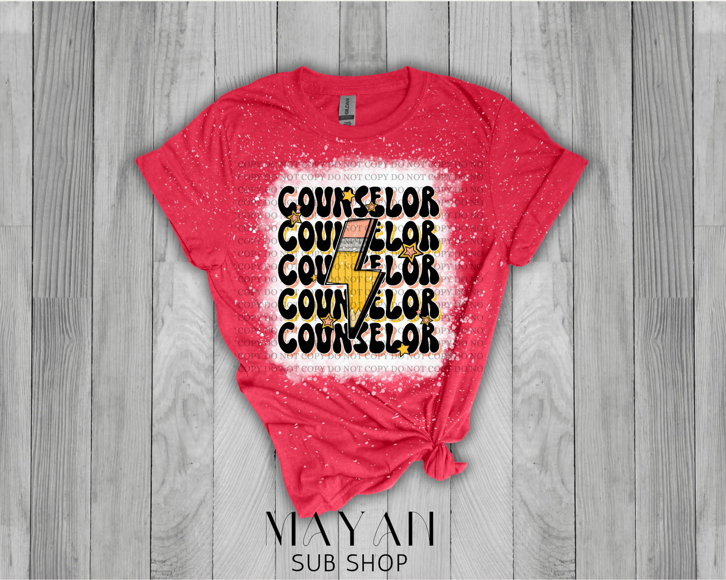 Counselor Stacked Retro Bleached Shirt - Mayan Sub Shop