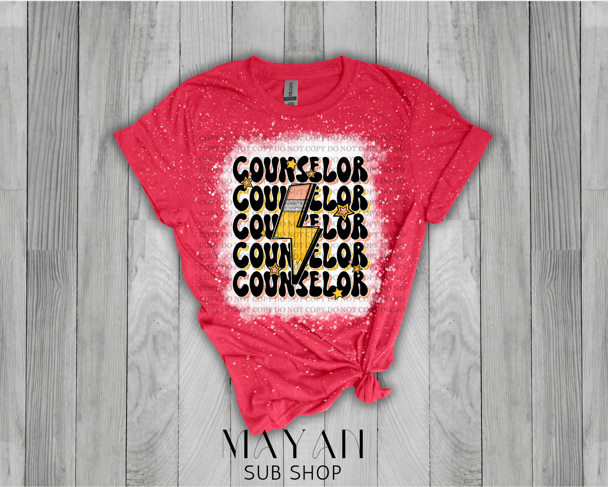 Counselor Stacked Retro Bleached Shirt - Mayan Sub Shop