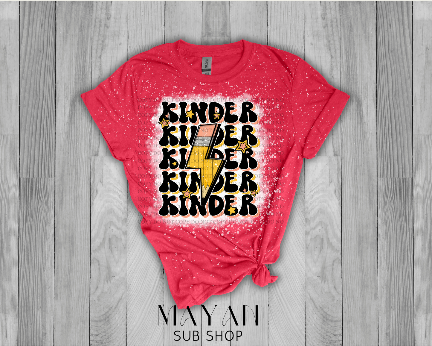 Kinder Teacher Retro Bleached Shirt - Mayan Sub Shop