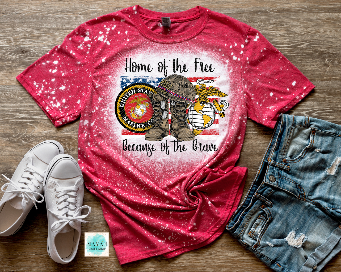Home of the Free Marine Bleached Shirt - Mayan Craft Shop