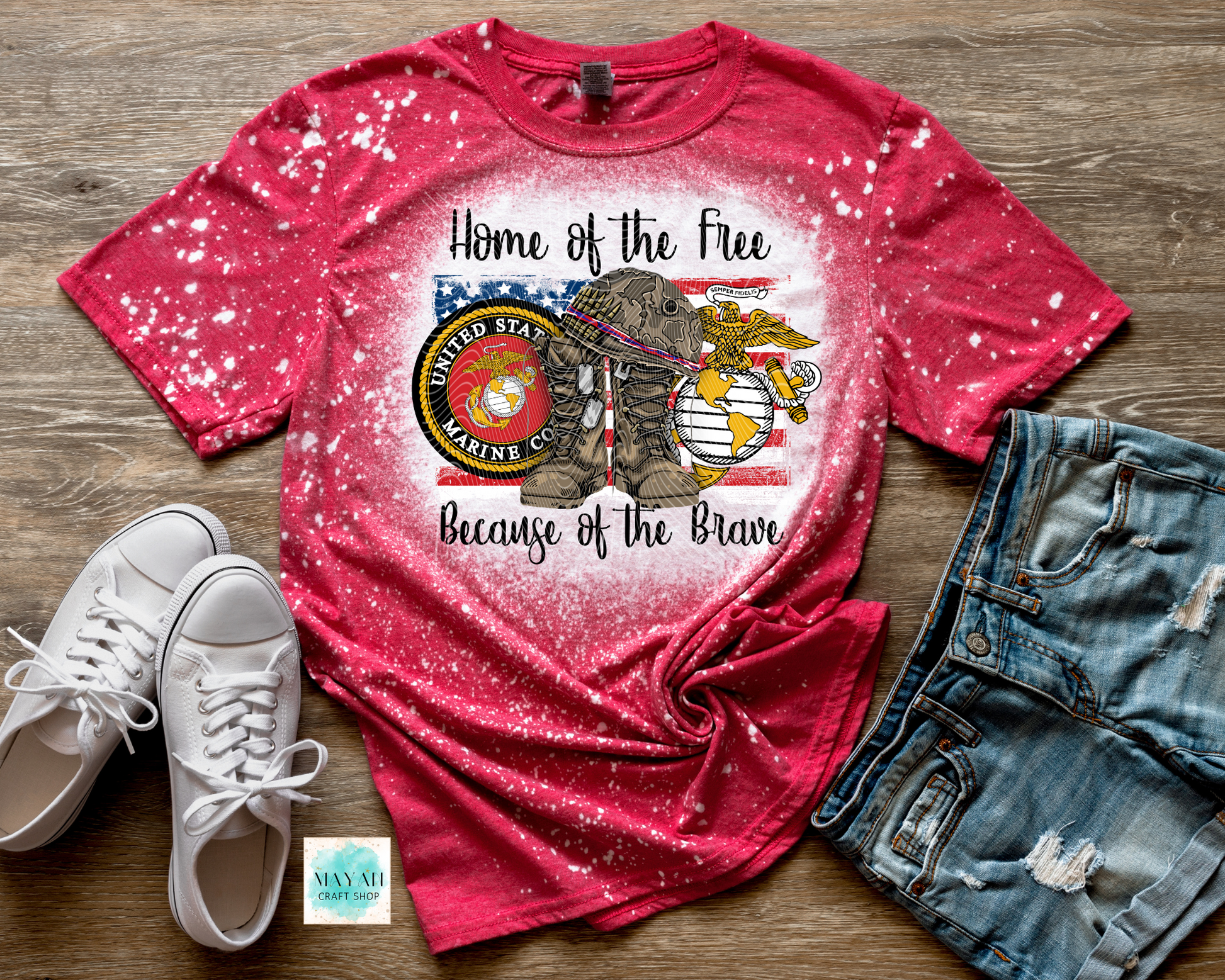 Home of the Free Marine Bleached Shirt - Mayan Craft Shop