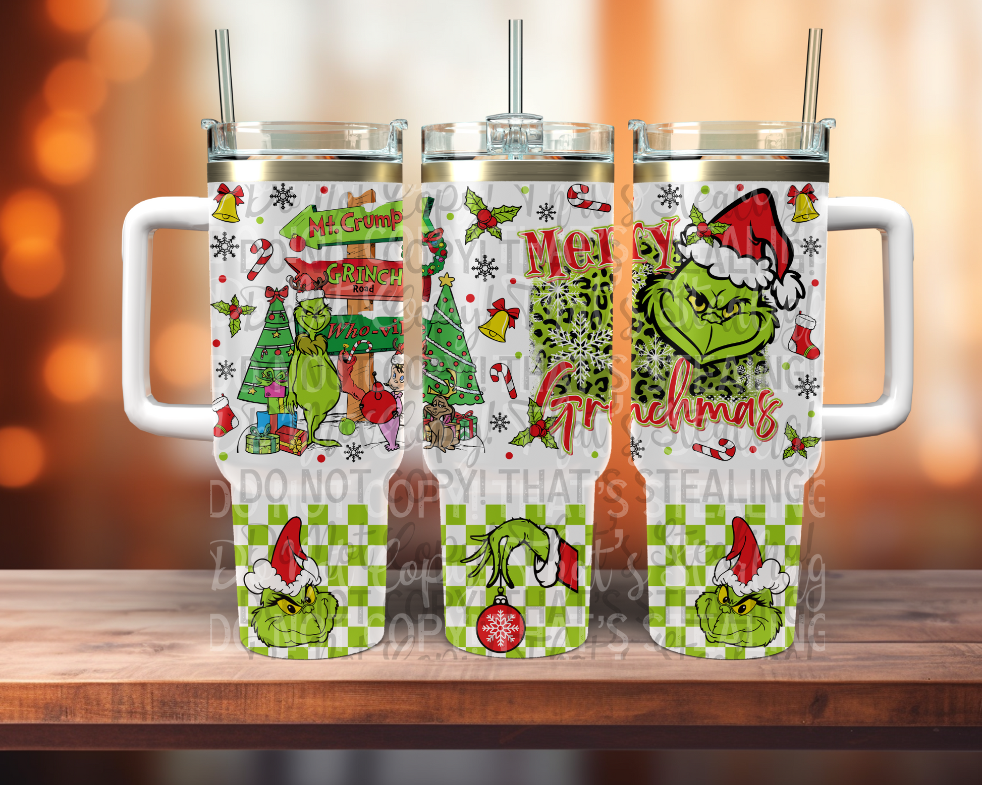 Red and green meany 40 oz tumbler. -Mayan Sub Shop