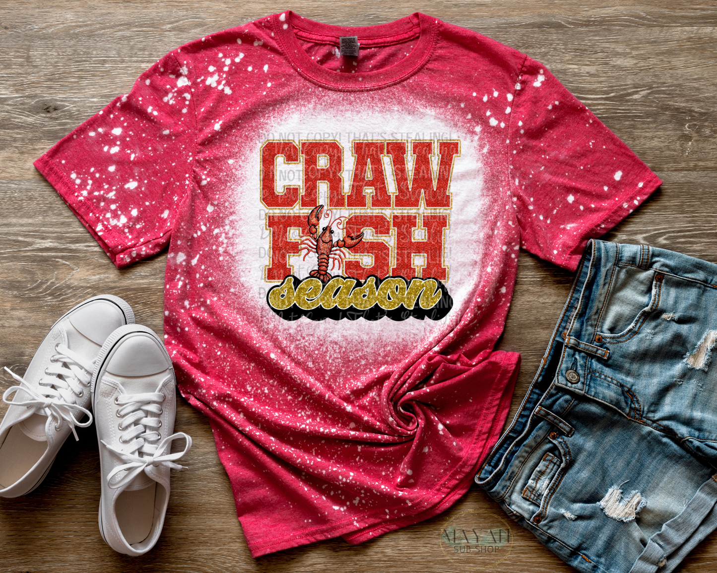 Crawfish Season Bleached Tee - Mayan Sub Shop