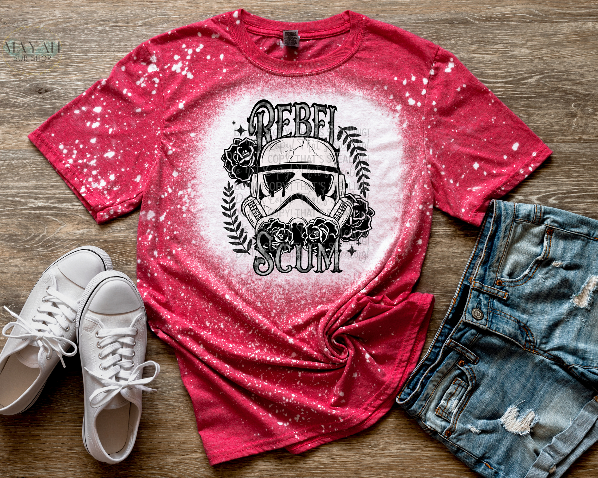 Rebel Scum Bleached Tee - Mayan Sub Shop