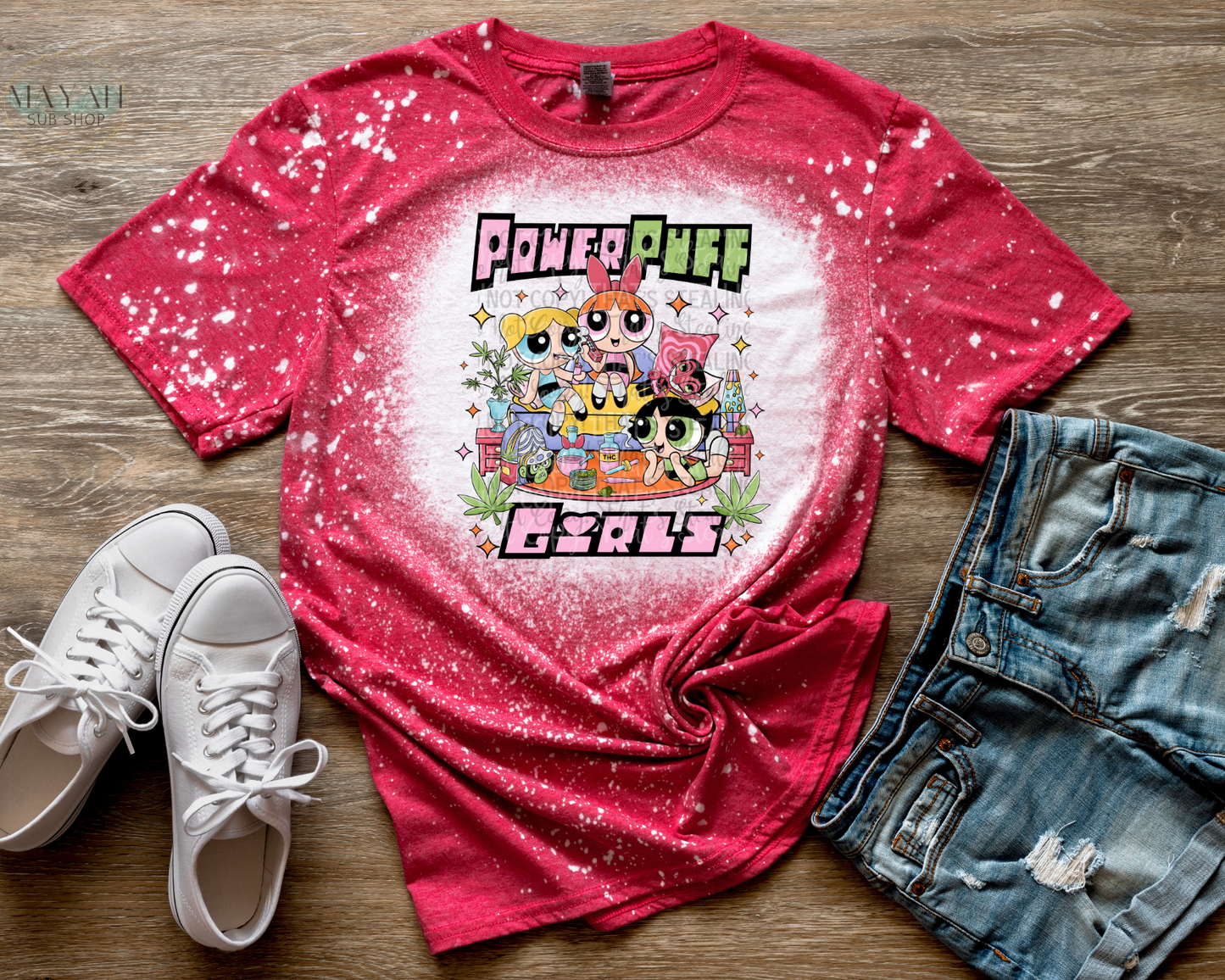 Puff Girls Bleached Tee - Mayan Sub Shop