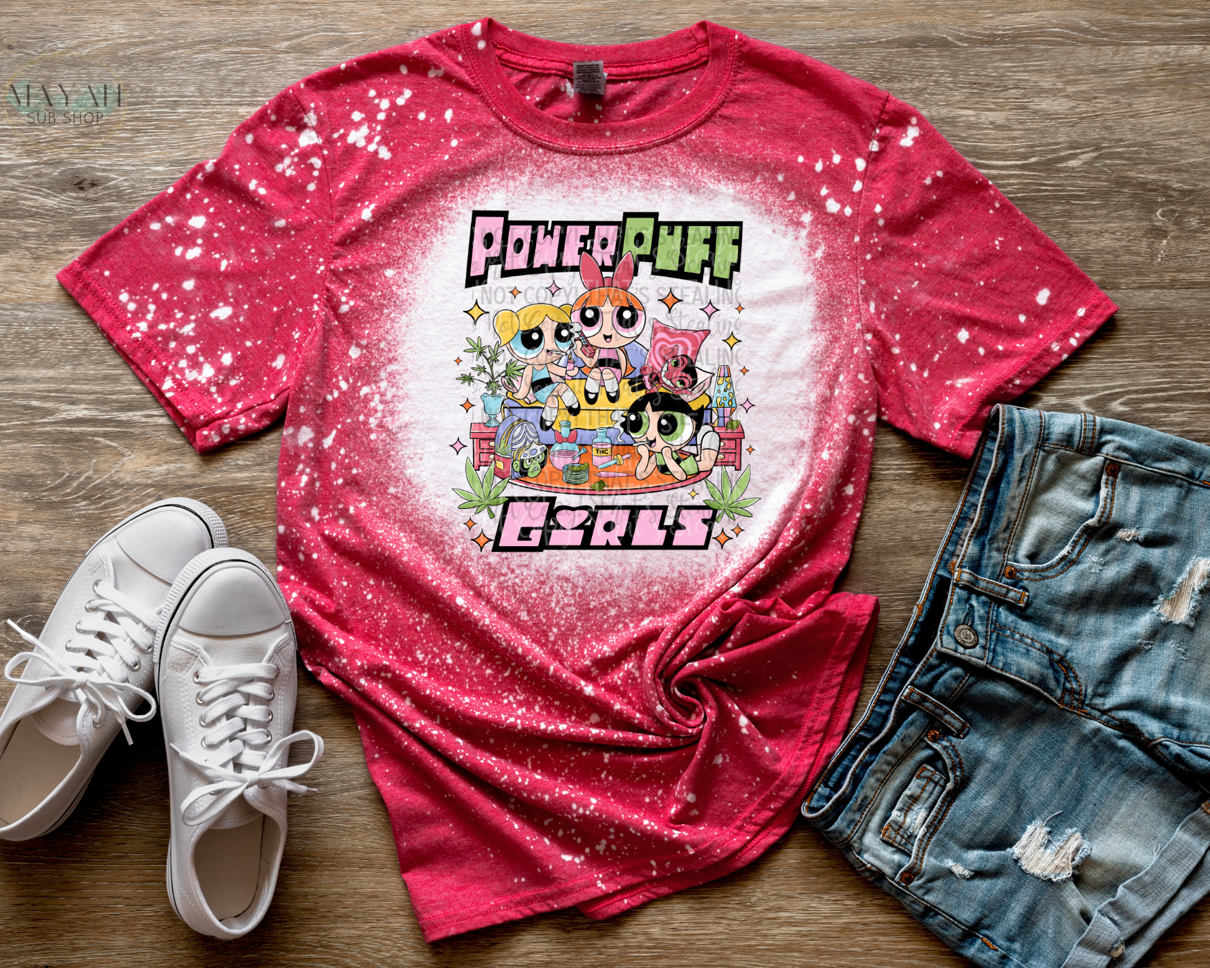 Puff Girls Bleached Tee - Mayan Sub Shop