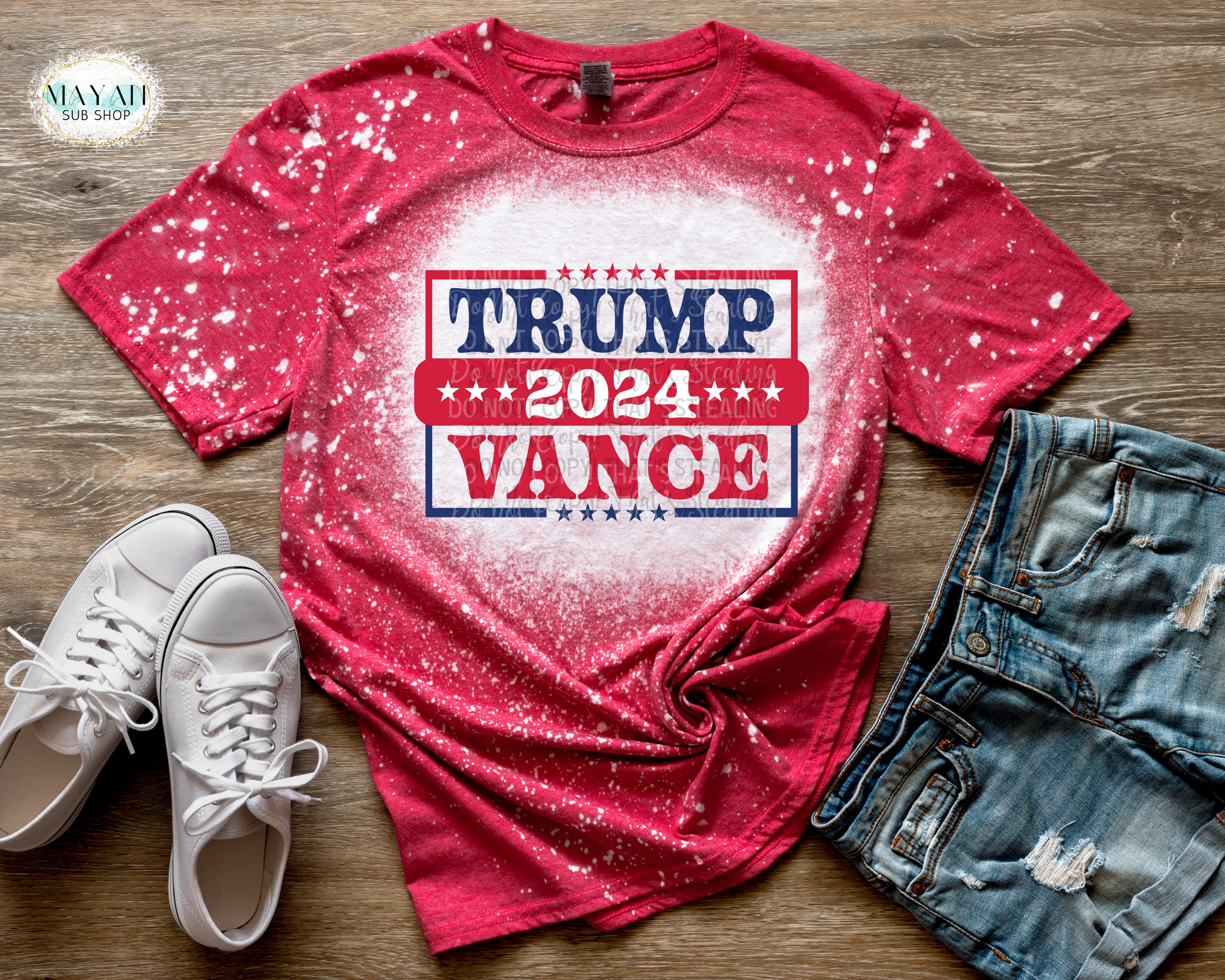 Trump 2024 Vance R/B bleached tee. -Mayan Sub Shop